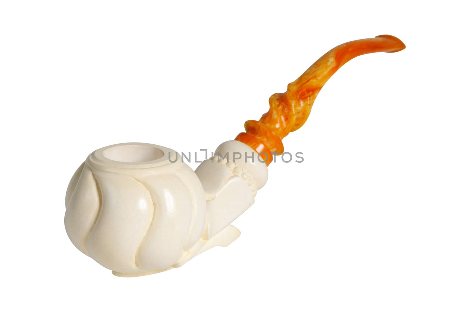 Tobacco pipe from meerschaum. Isolated on white.