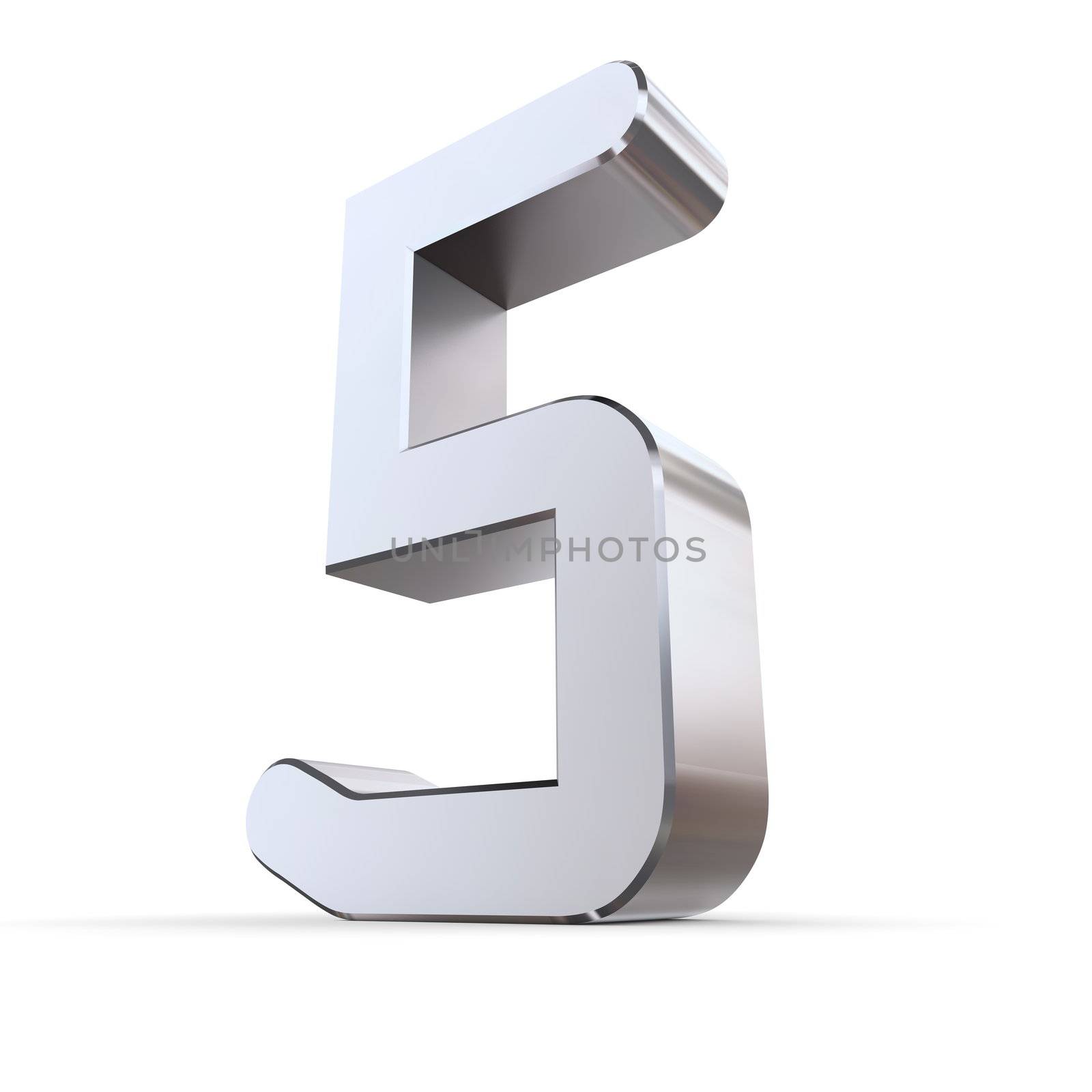 shiny 3d number 5 made of silver/chrome - OCR character look