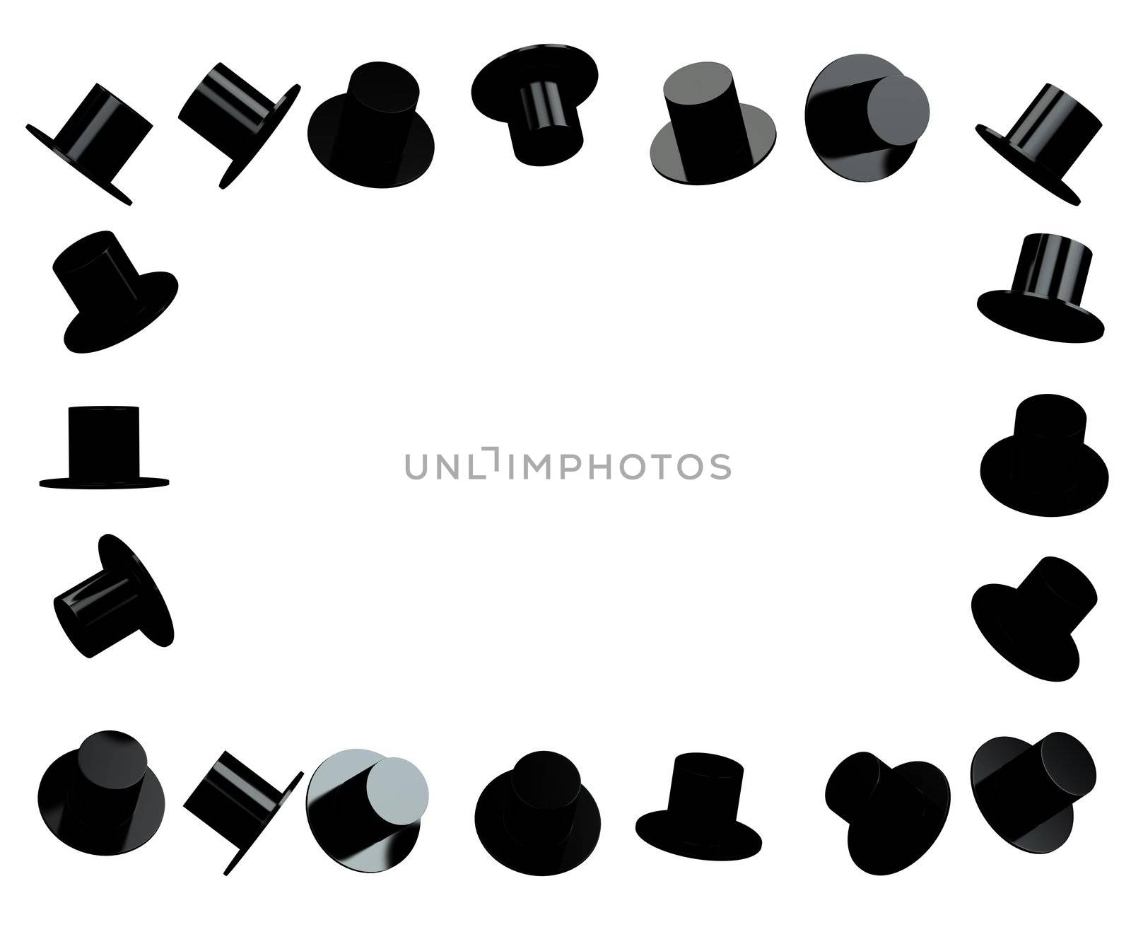 Black hat photo frame 3d rendered for web