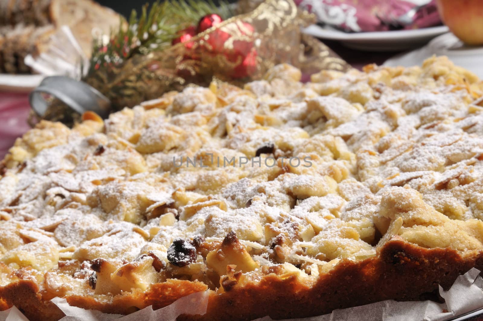 Baked Apple christmas pie on the table