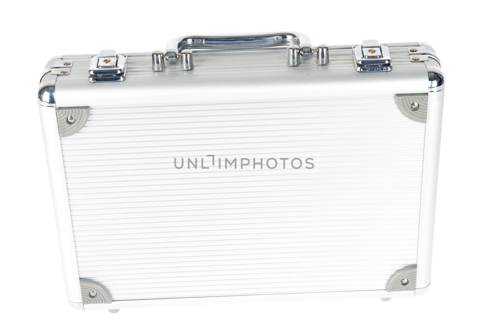 a professional aluminium suitcase on white