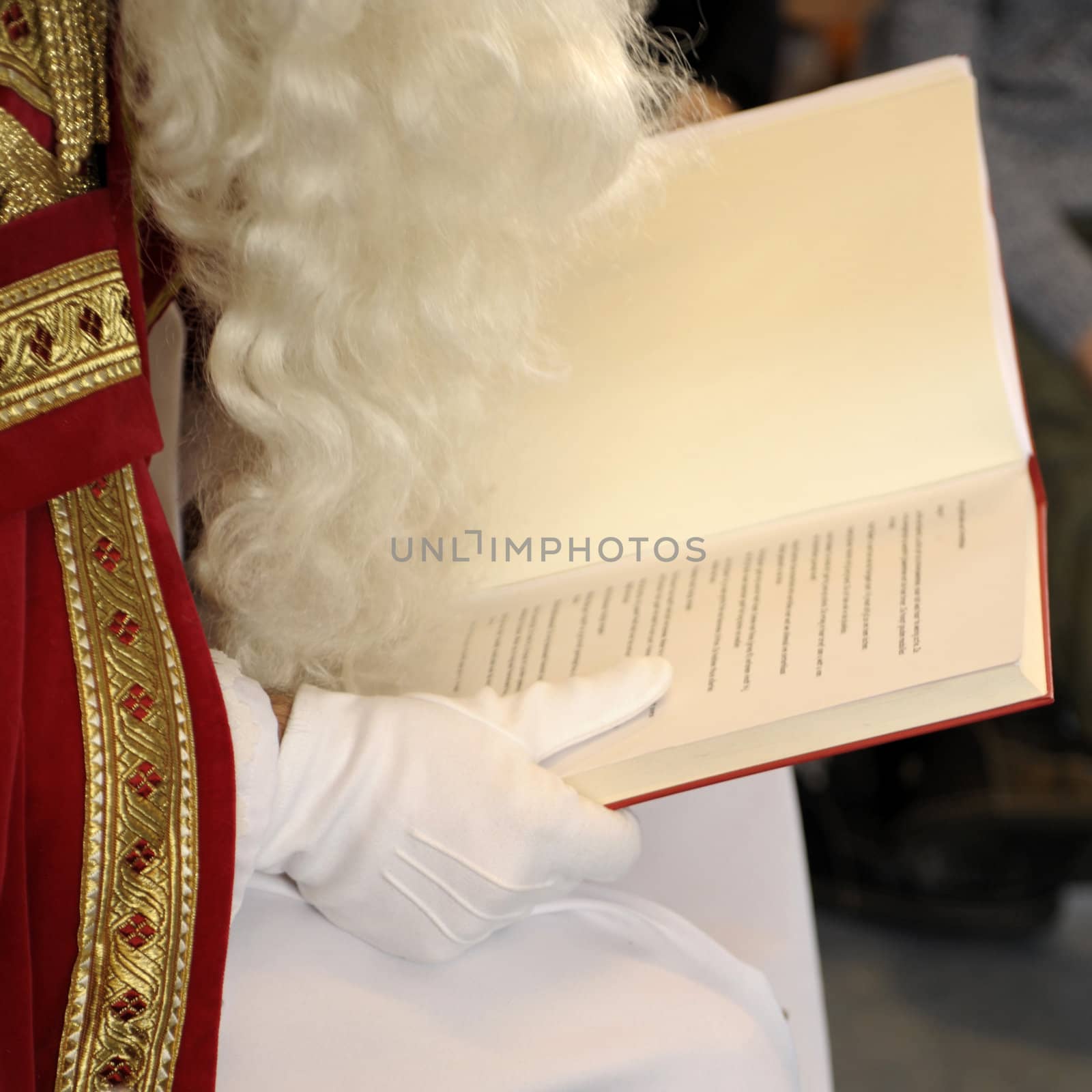 a closeup of the big book of "Sinterklaas", a dutch tradition on the 5th of December
