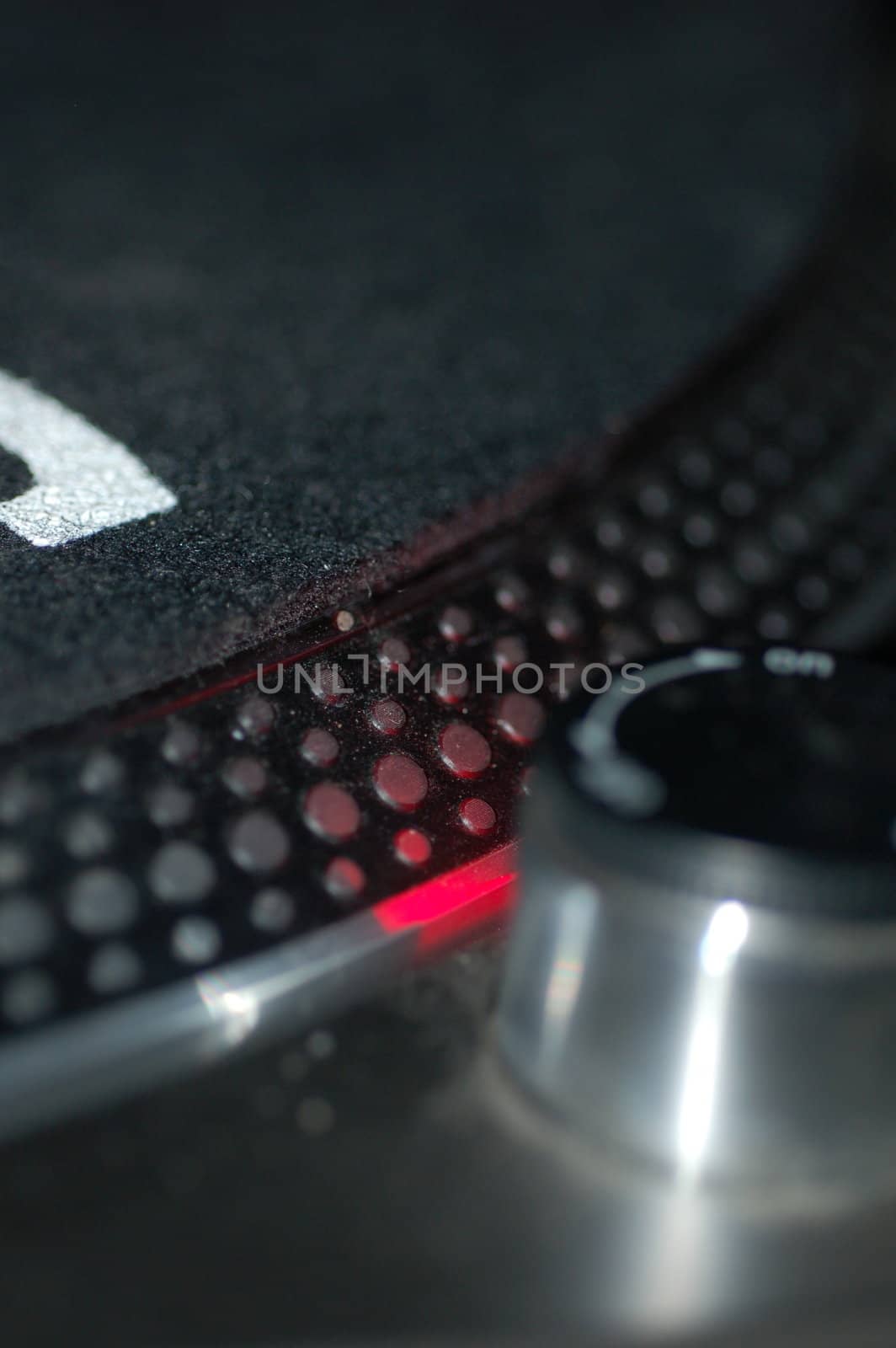 Edge of a turntable in a nightclub