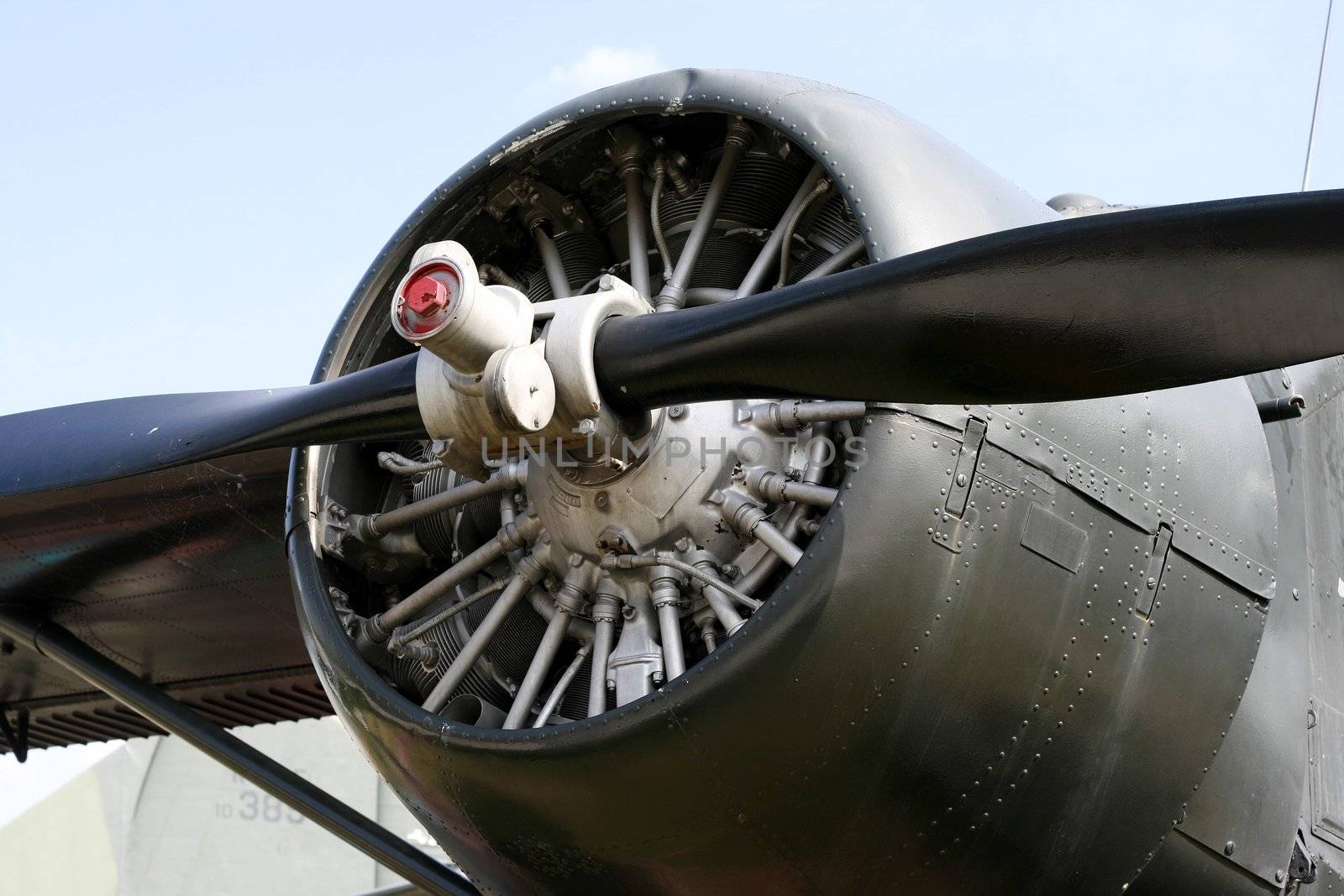 Close up of world war 2 airplane combat propeller