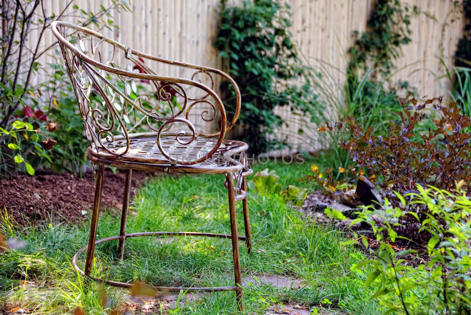 Beautiful residential landscaped garden in a rural environment