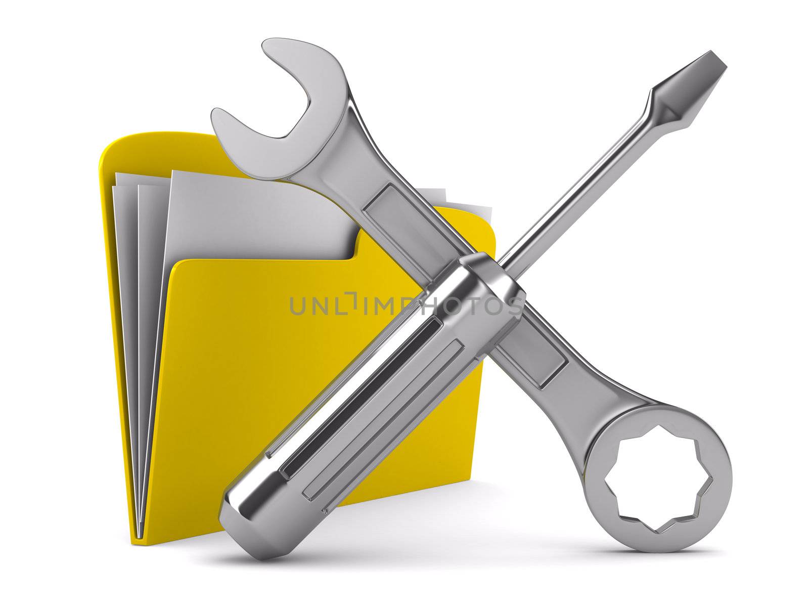 Computer technical service. Isolated 3D image