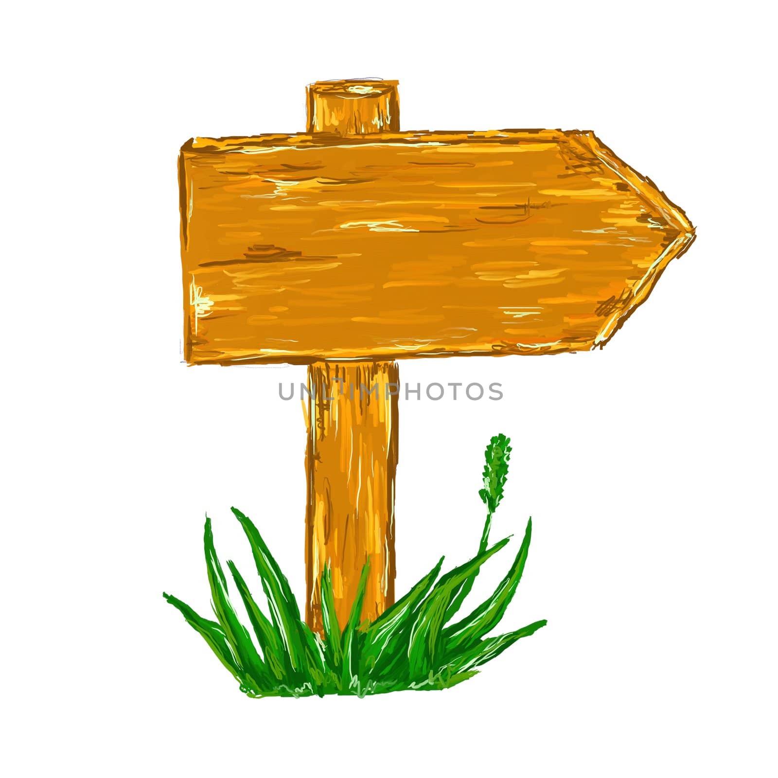 wooden sign on white background - 3d illustration