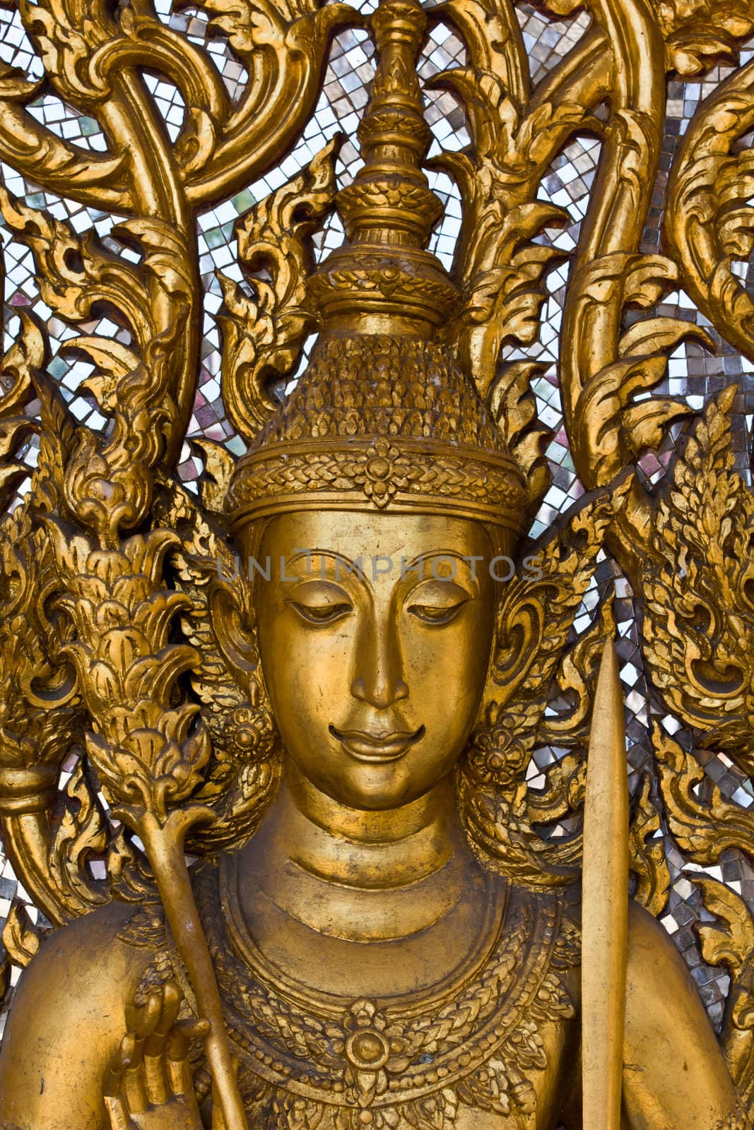 Thai style molding art in temple at U-thaithani province Thailand