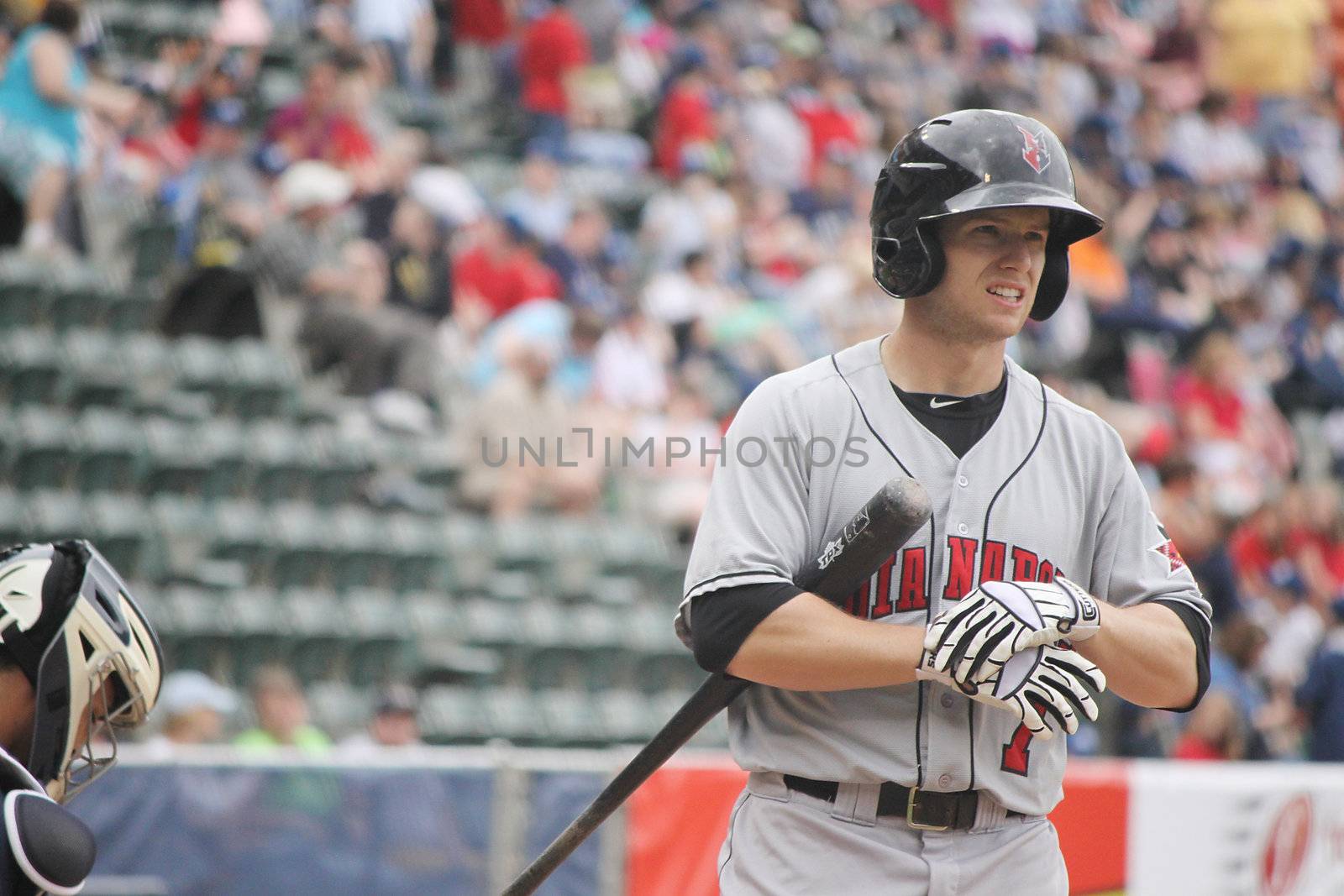 Indianapolis Indians Alex Presley reacts after striking out in a game against the Scranton Wilkes Barre Yankees at PNC Field on May 24, 2011 in Scranton, PA.