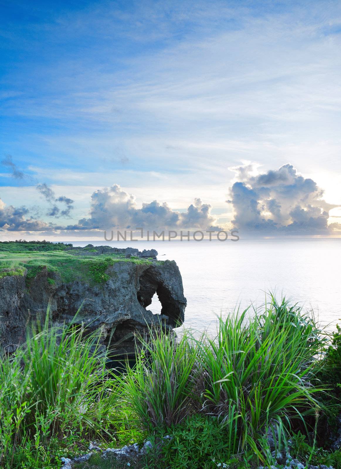 sunset on Manzamo , in Okinawa