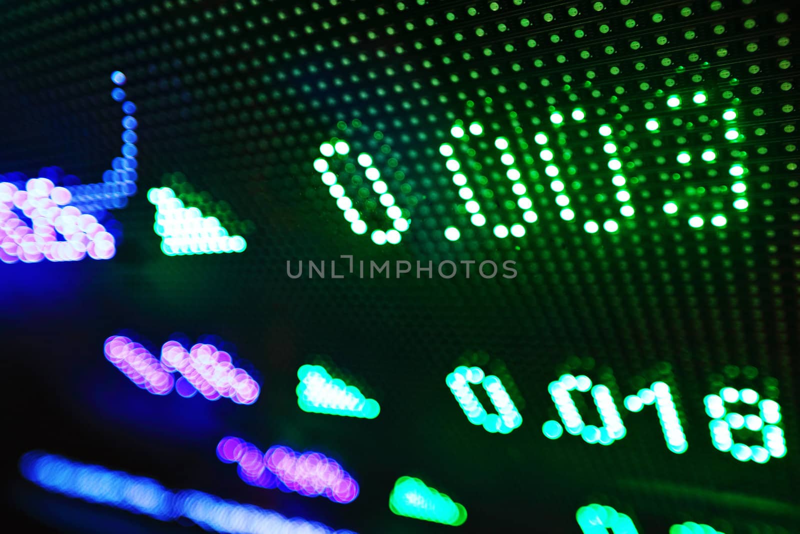 led display at night with stock infomation abstract