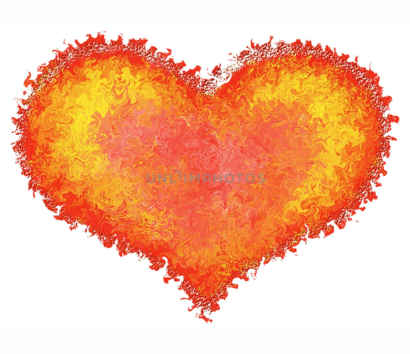 Valentine heart, beautiful love symbol, hand painted on a white background