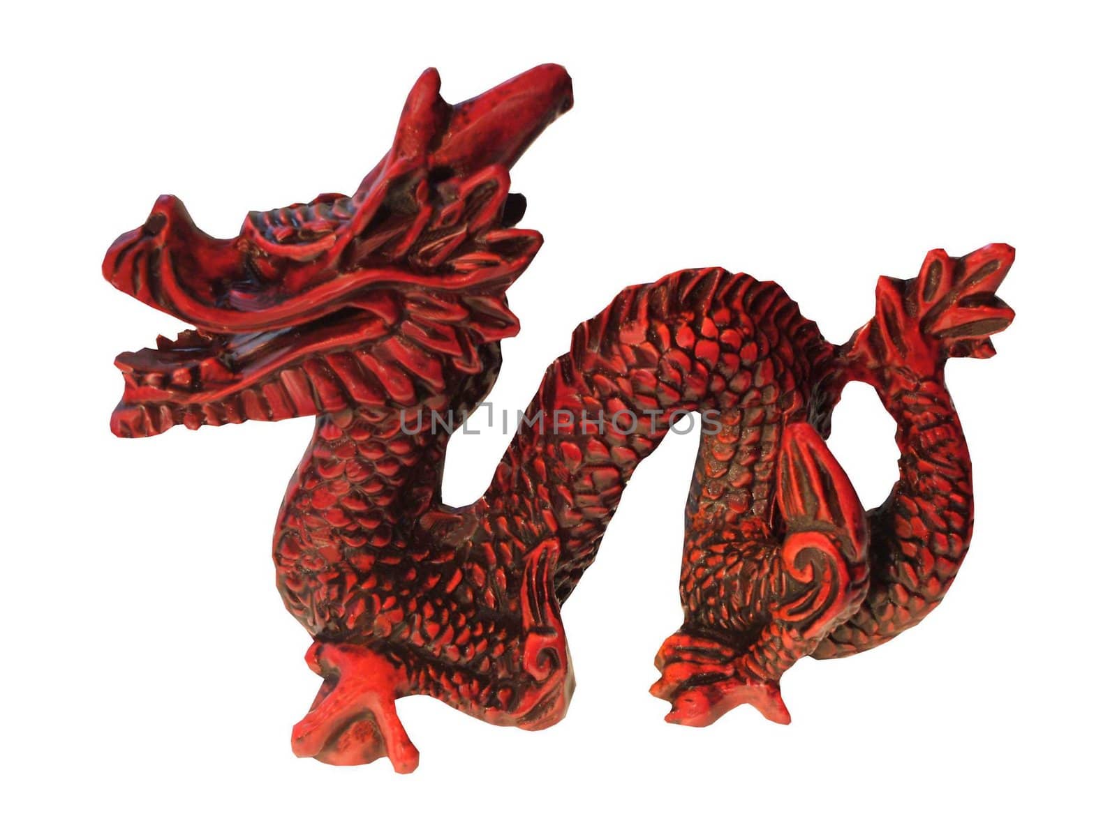 A Decorative Red Ornamental Oriental Display Dragon.