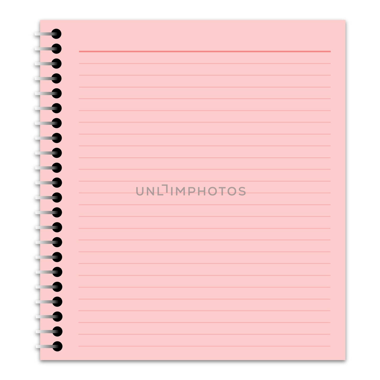 Illustration of a lined pink notepad page with drop shadow over a white background