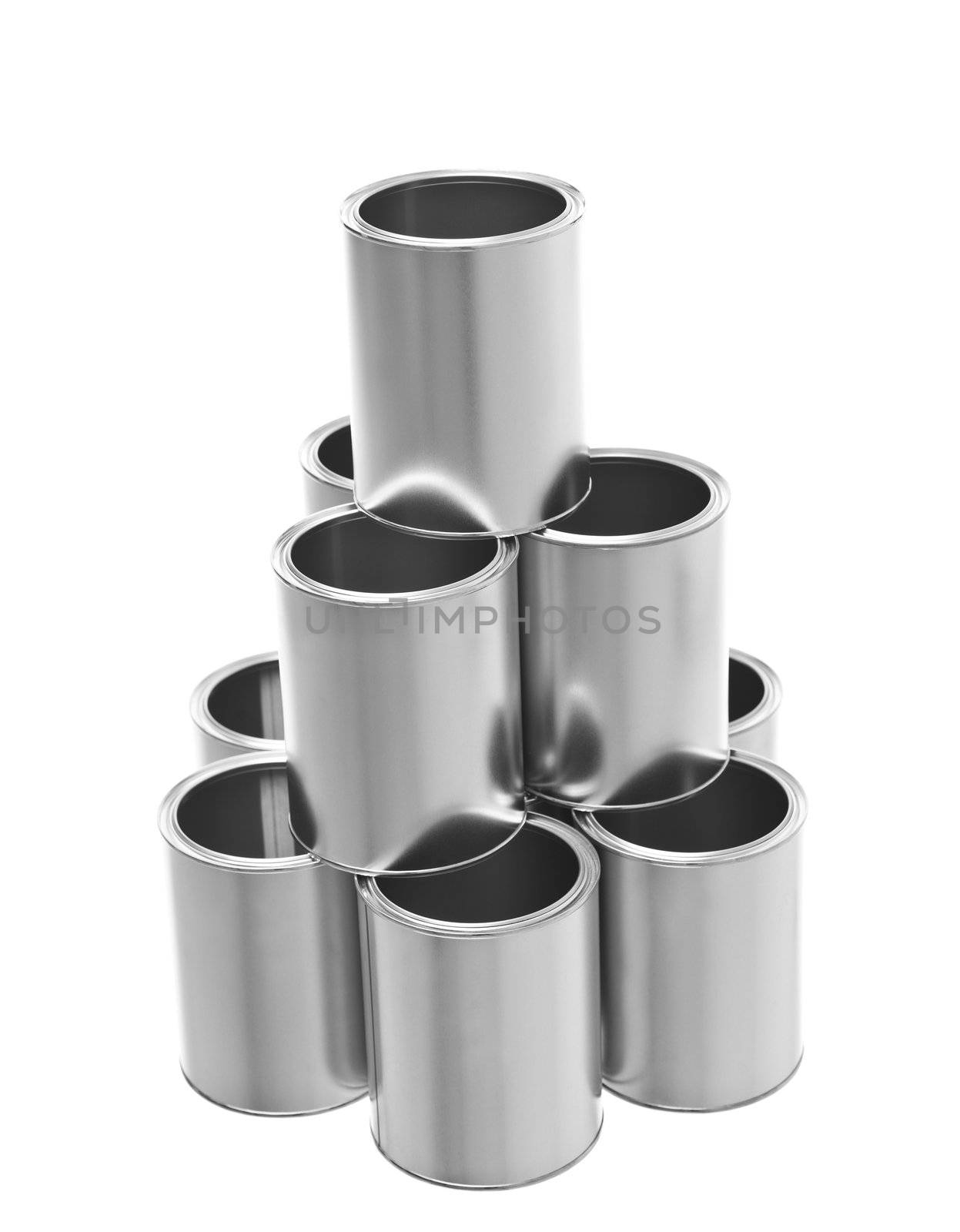 Pyramid of Paint cans isolated on white background
