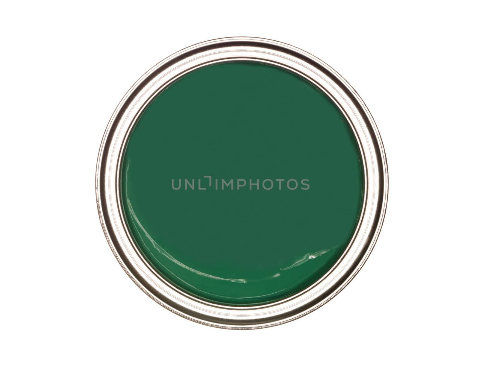  Green Paint can from above isolated on white background