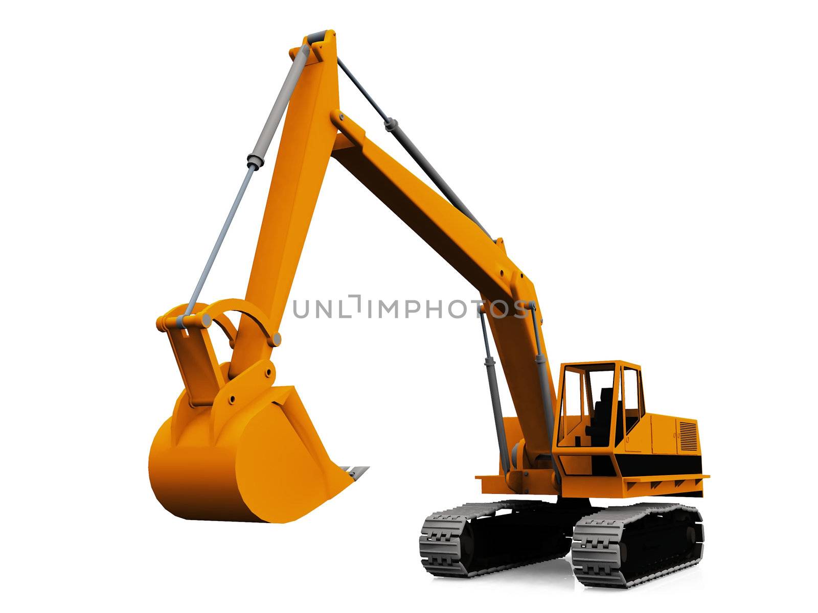 mechanical  excavator on a white background