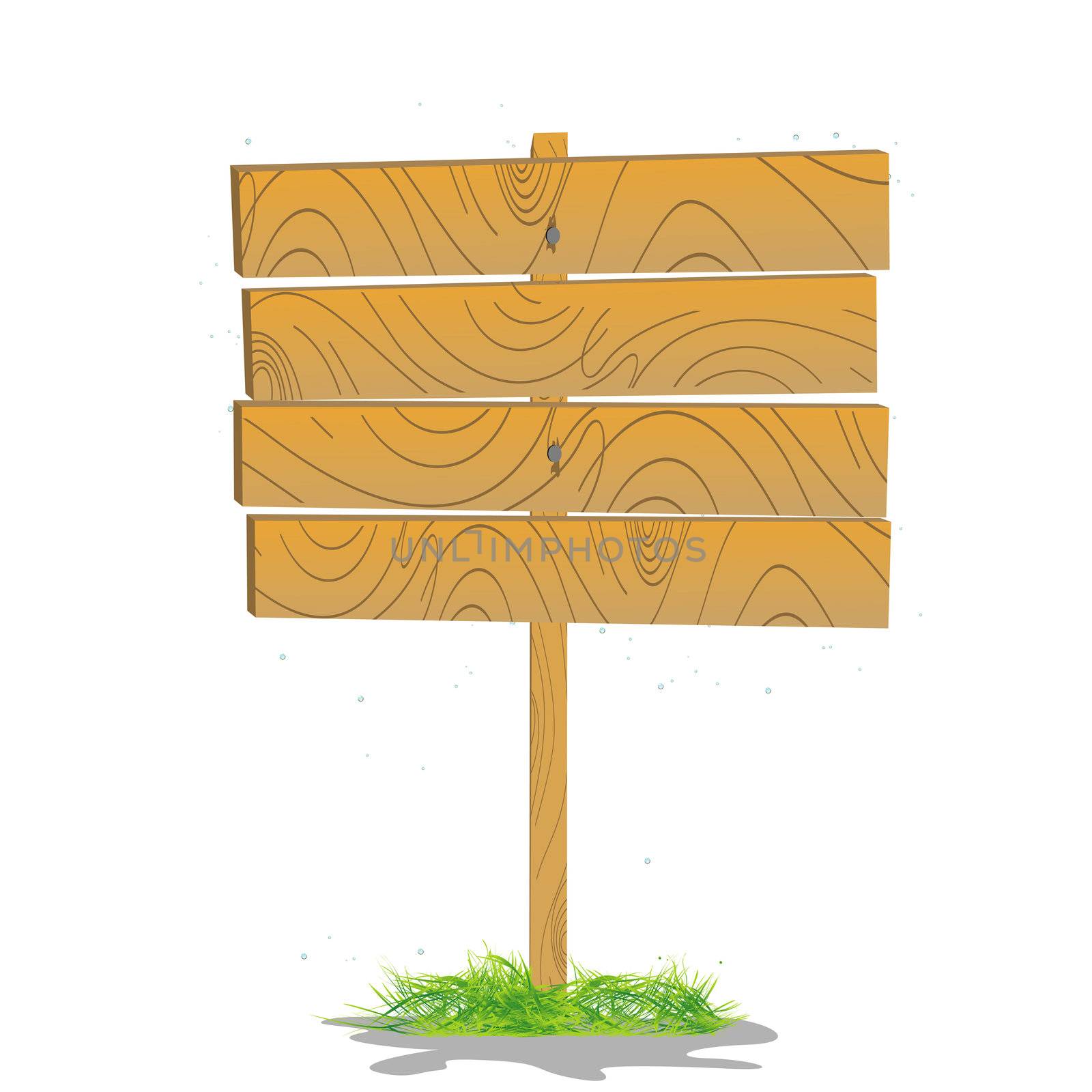 Stylized wooden board on a grass