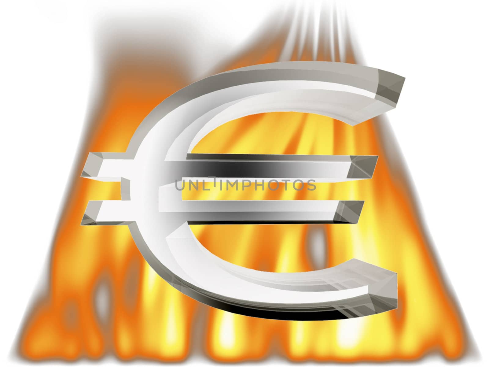 euro symbol on fire by njaj