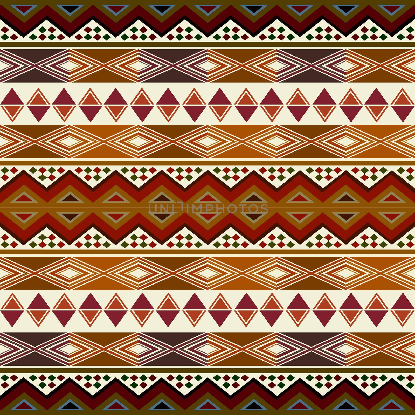 Multicolored african pattern with geometric shapes/symbols