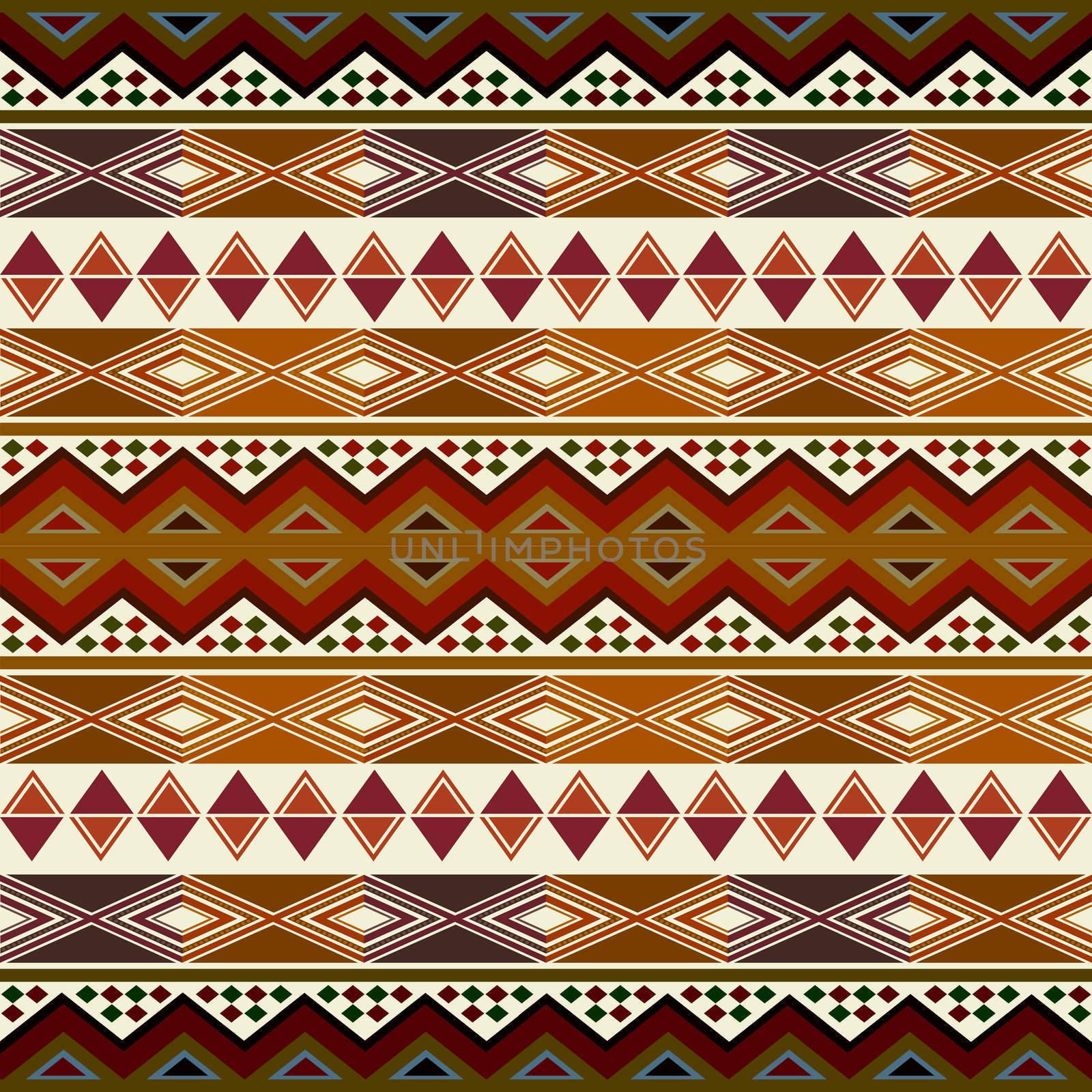 Multicolored african pattern with geometric shapes/symbols