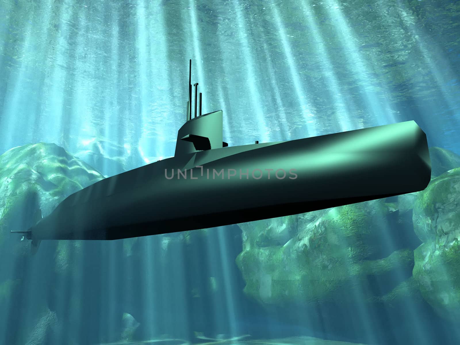 the submarine under the water