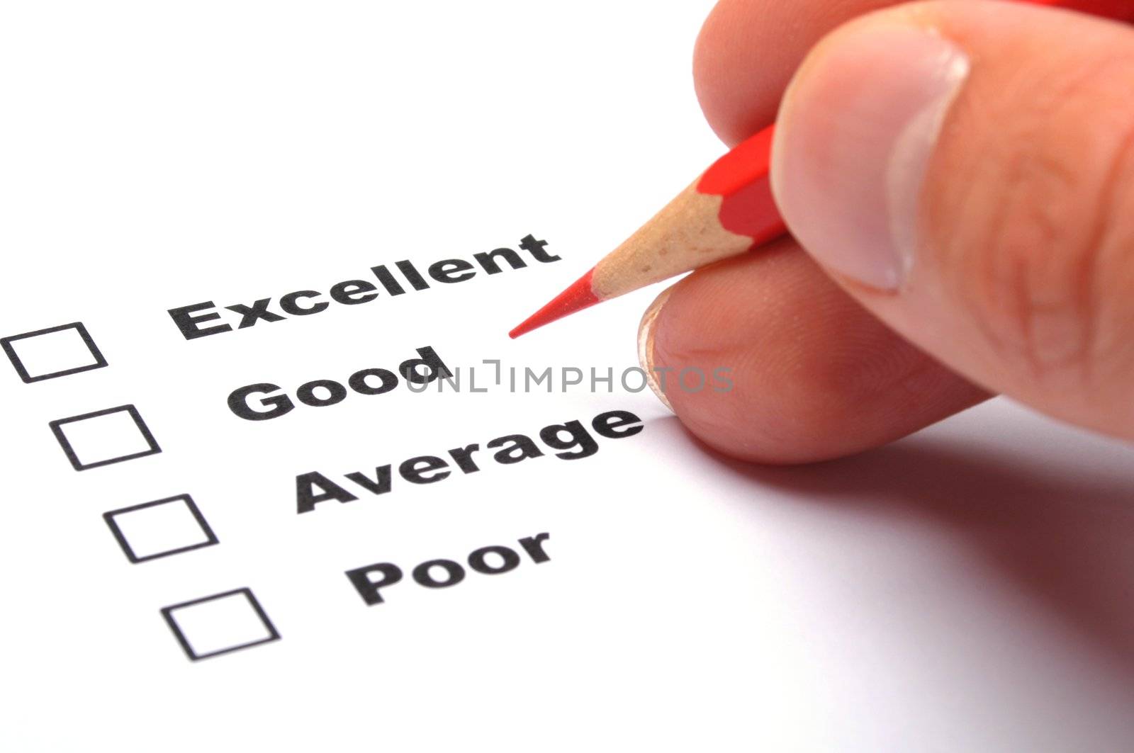 checkbox and red pen showing customer service survey or satisfaction concept to improve sales