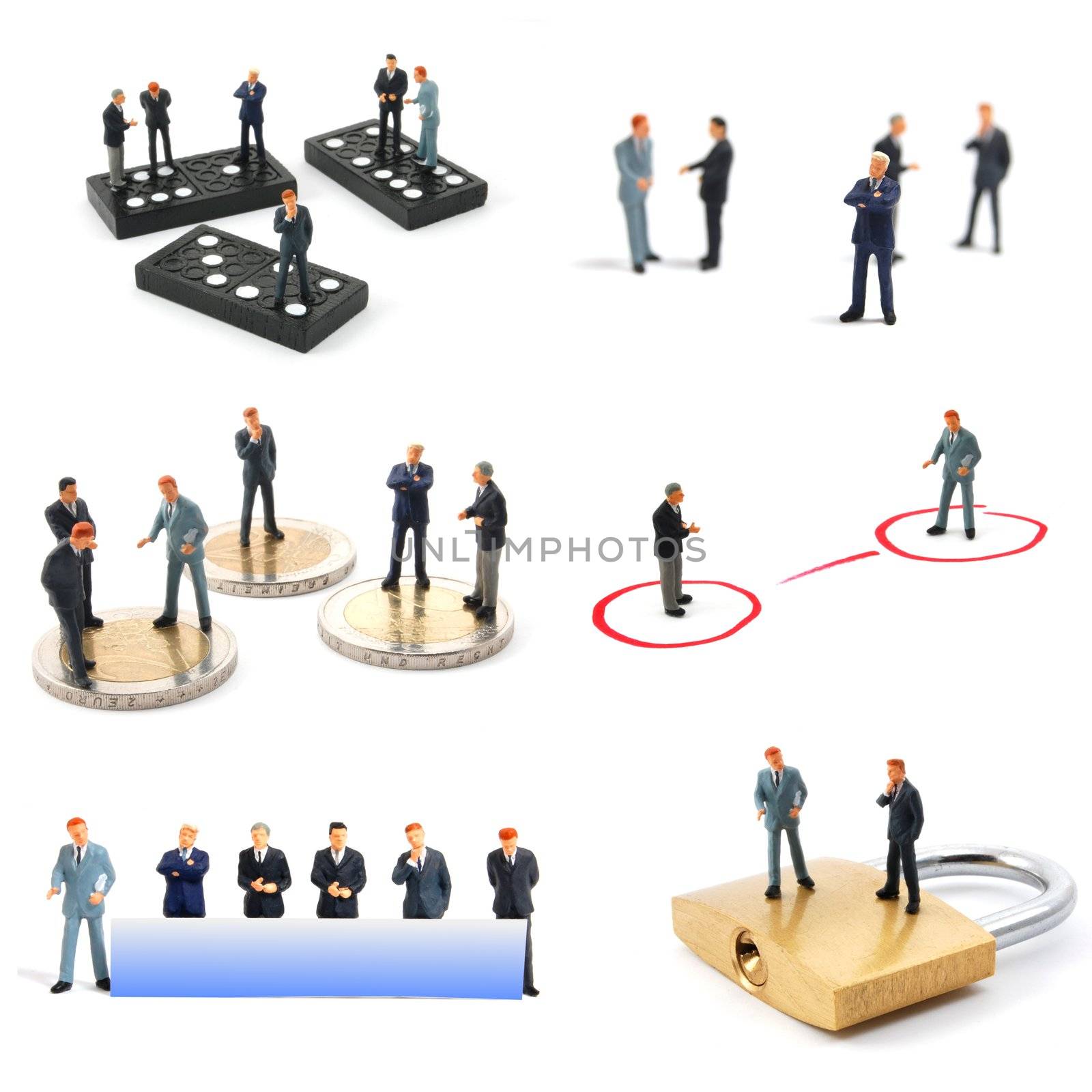 collection of small toy business man showing financial concept