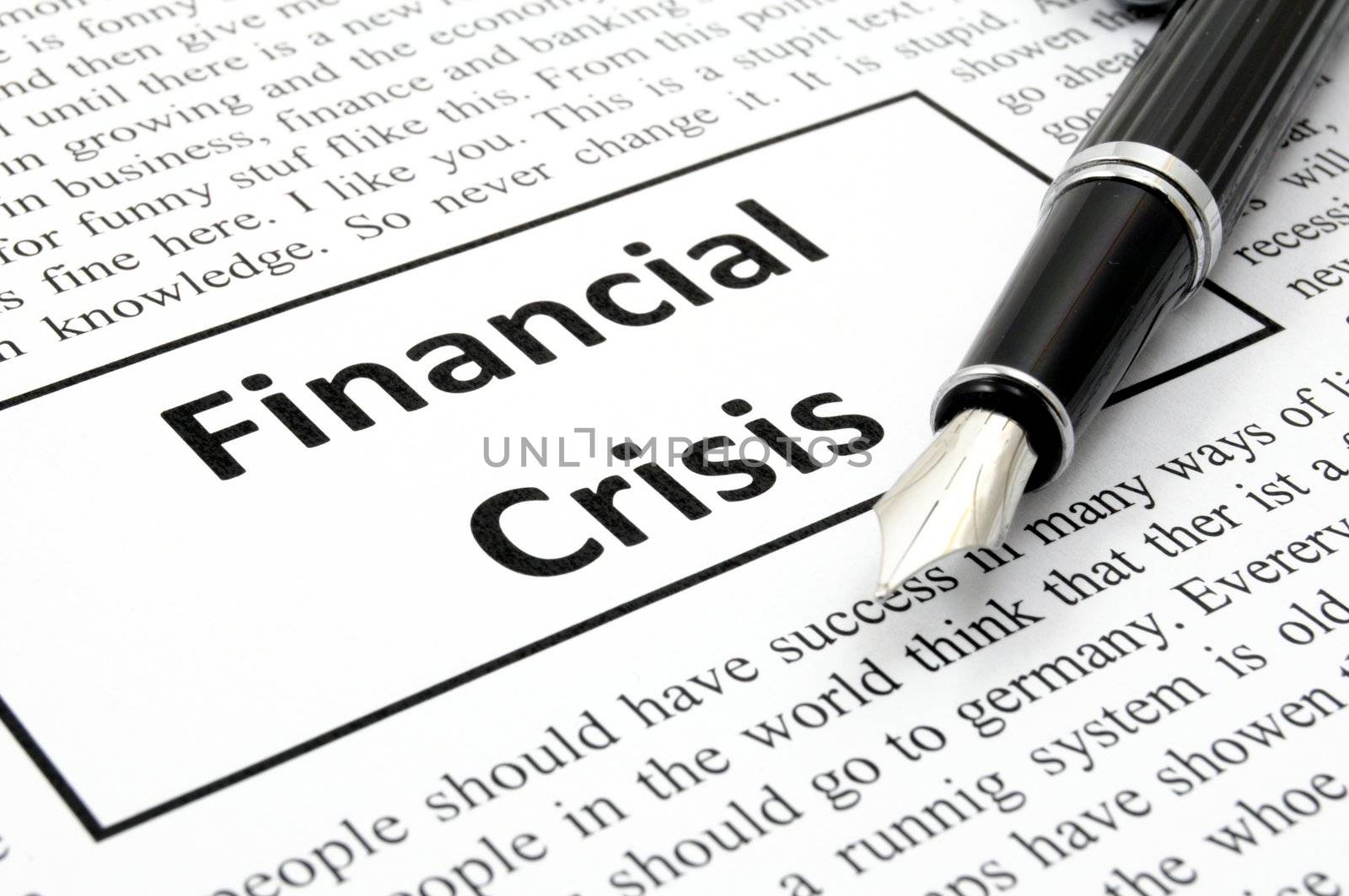 financial crisis concept with fake newspaper showing economic downturn
