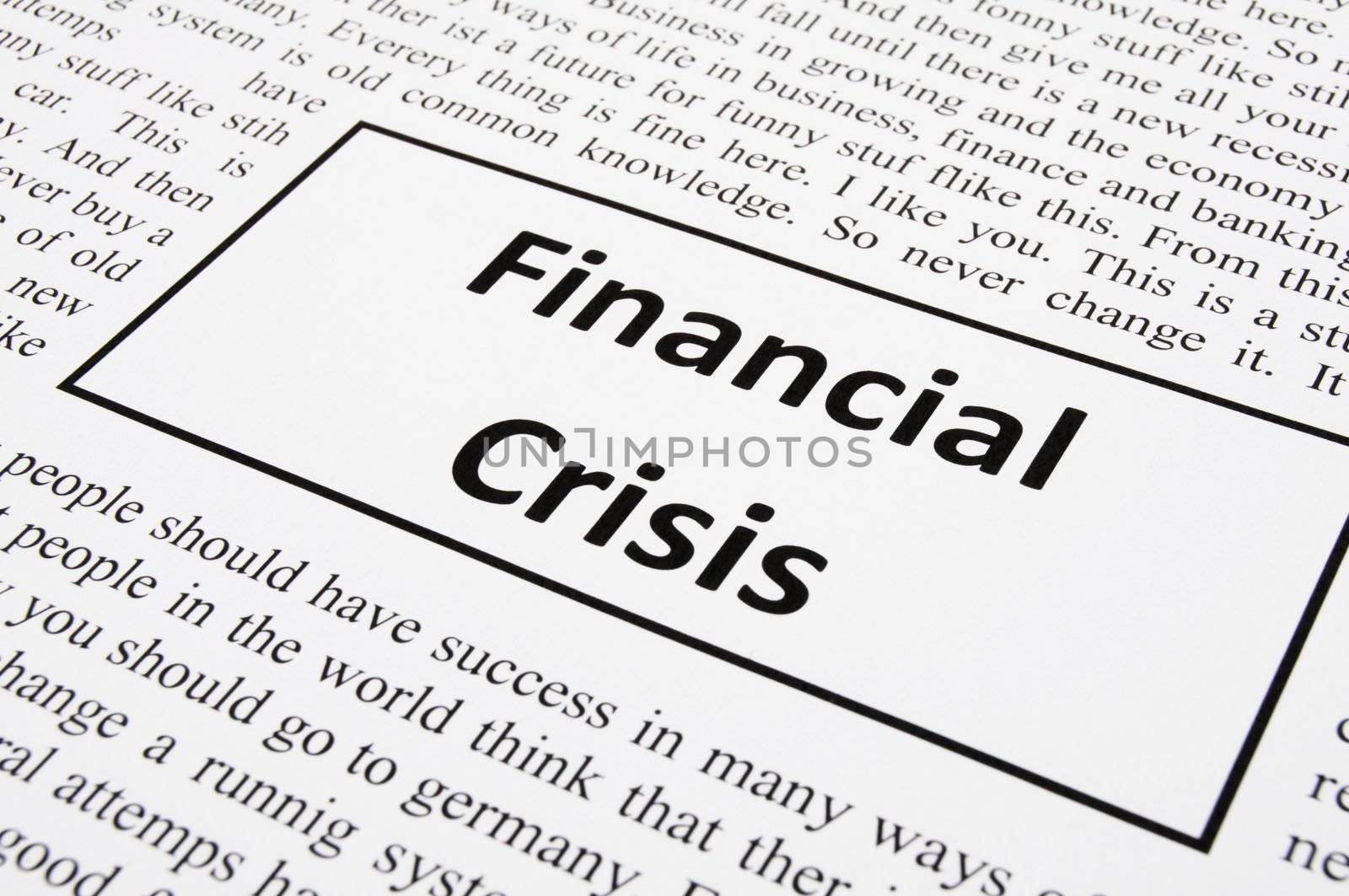 financial crisis concept with fake newspaper showing economic downturn