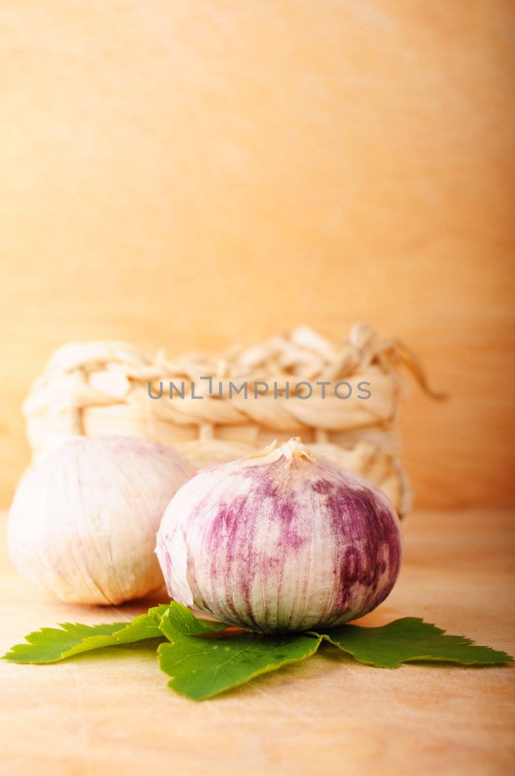 garlic and copyspace showing healthy food concept