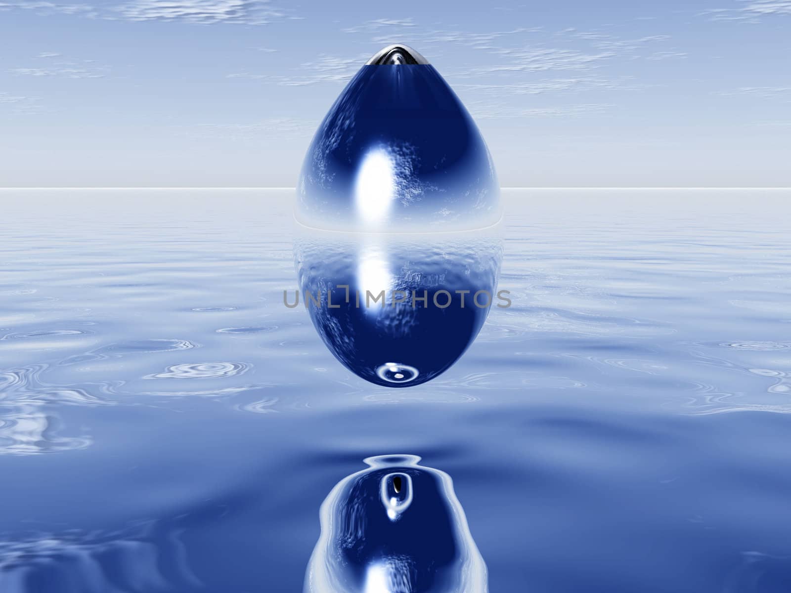 blue  water drop on water