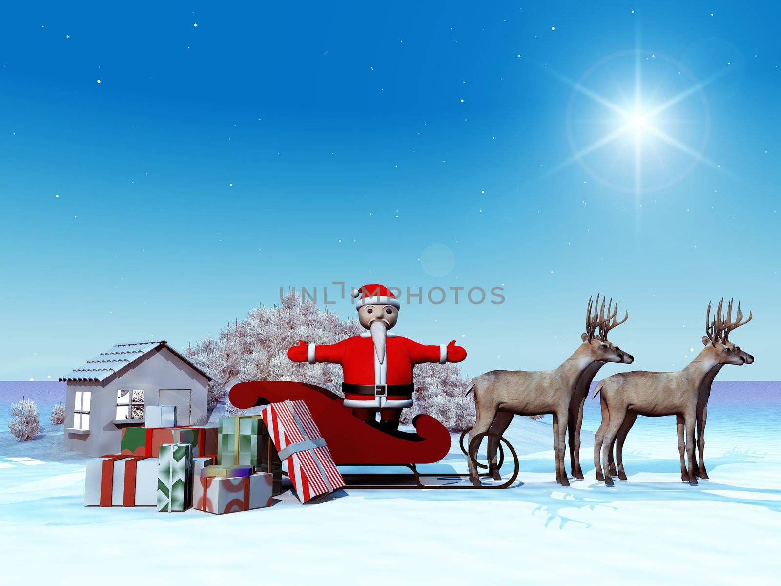 Santa Claus on his sleigh