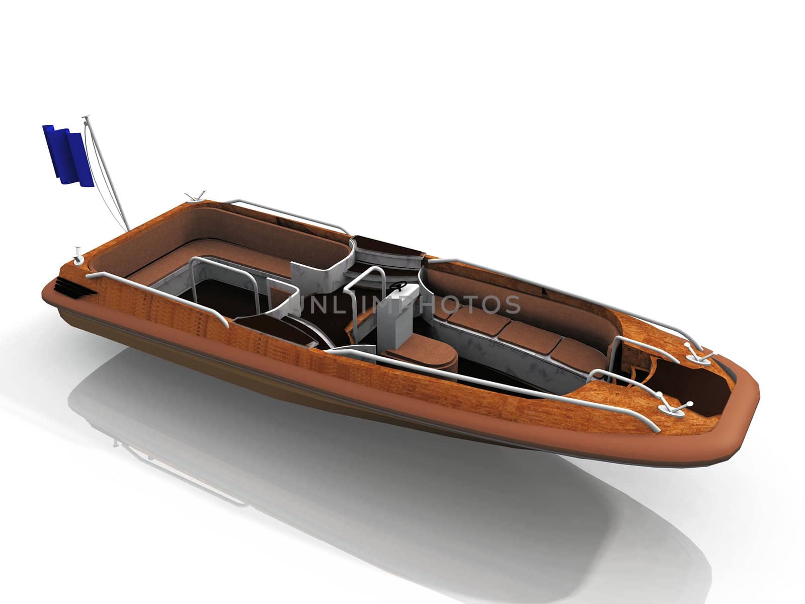 the  speedboat on a white background