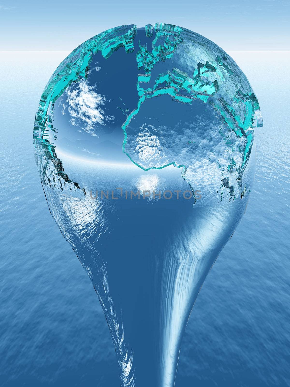 the earth in the water drop