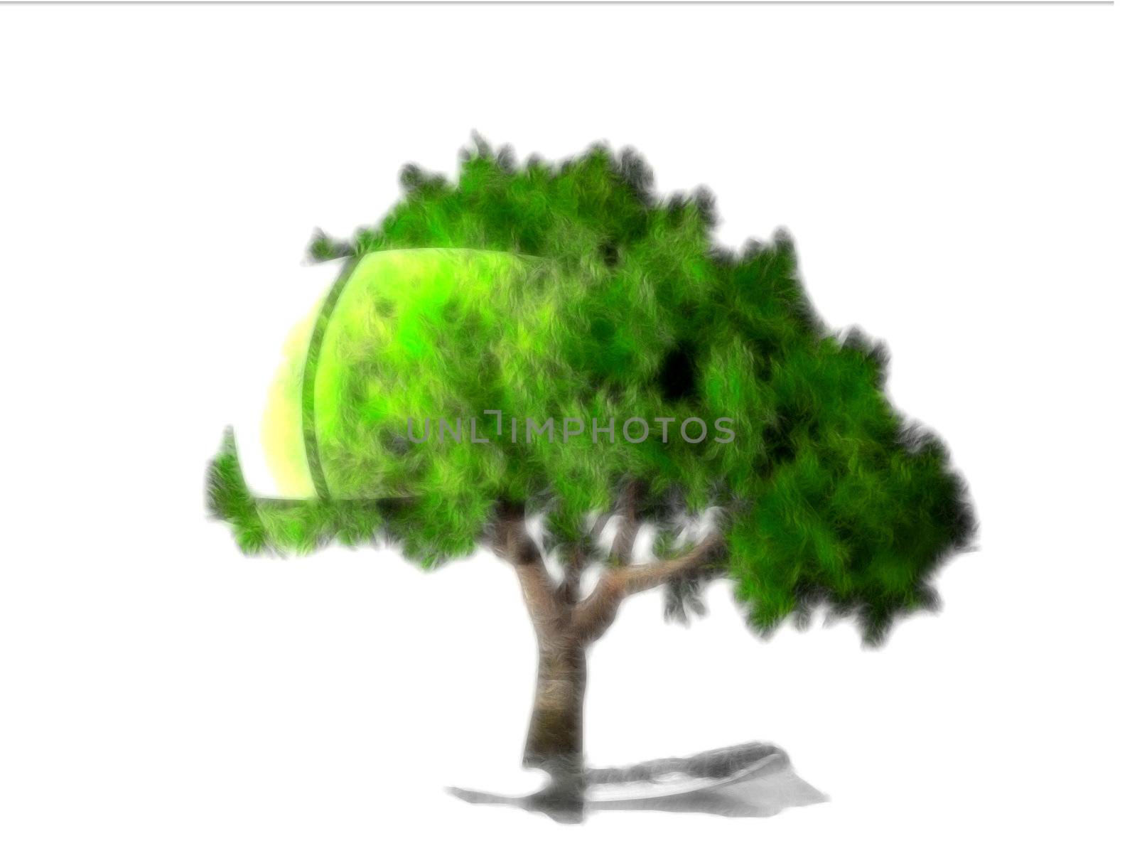painting of a green tree