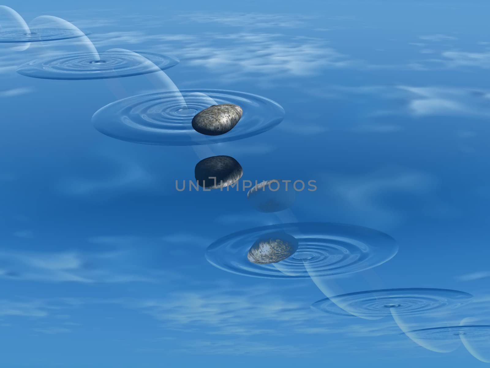 ricochets of a stone on water 
