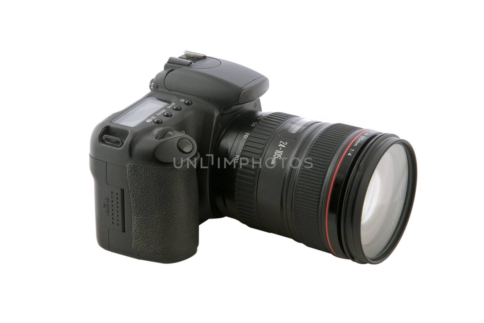 DSLR photo camera  isolated over white background