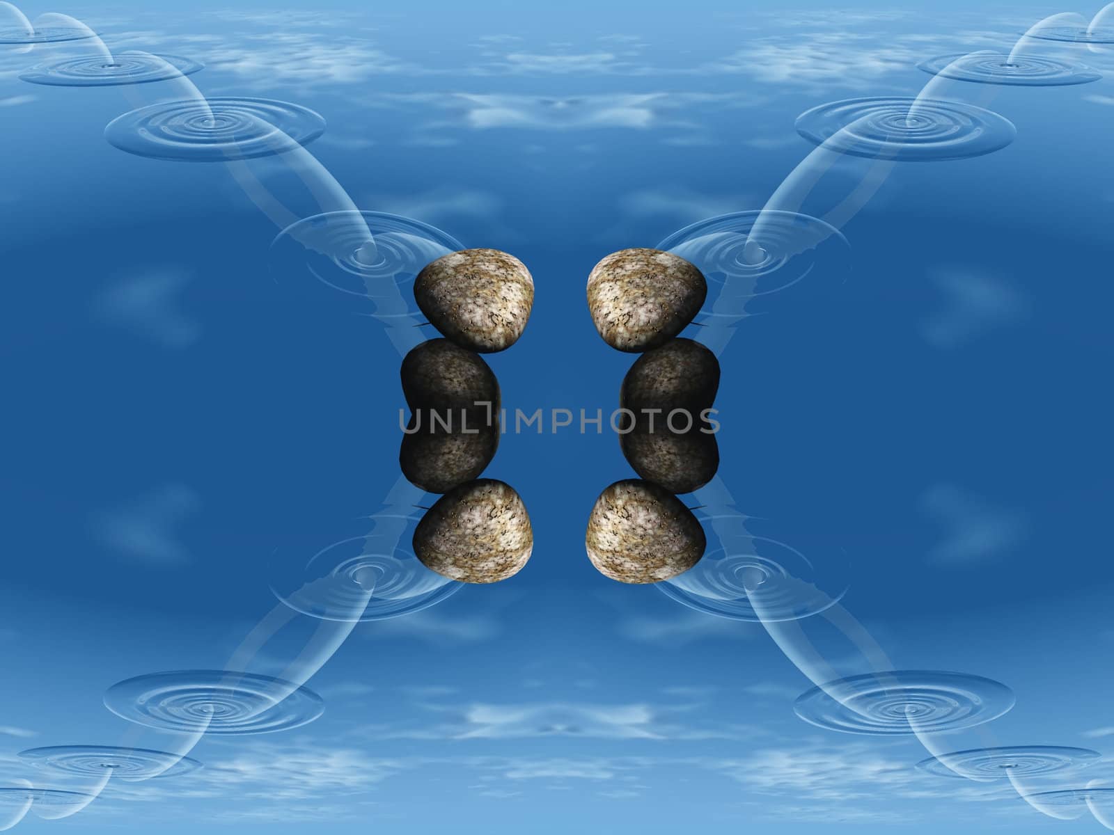 ricochets of a stone on water 
