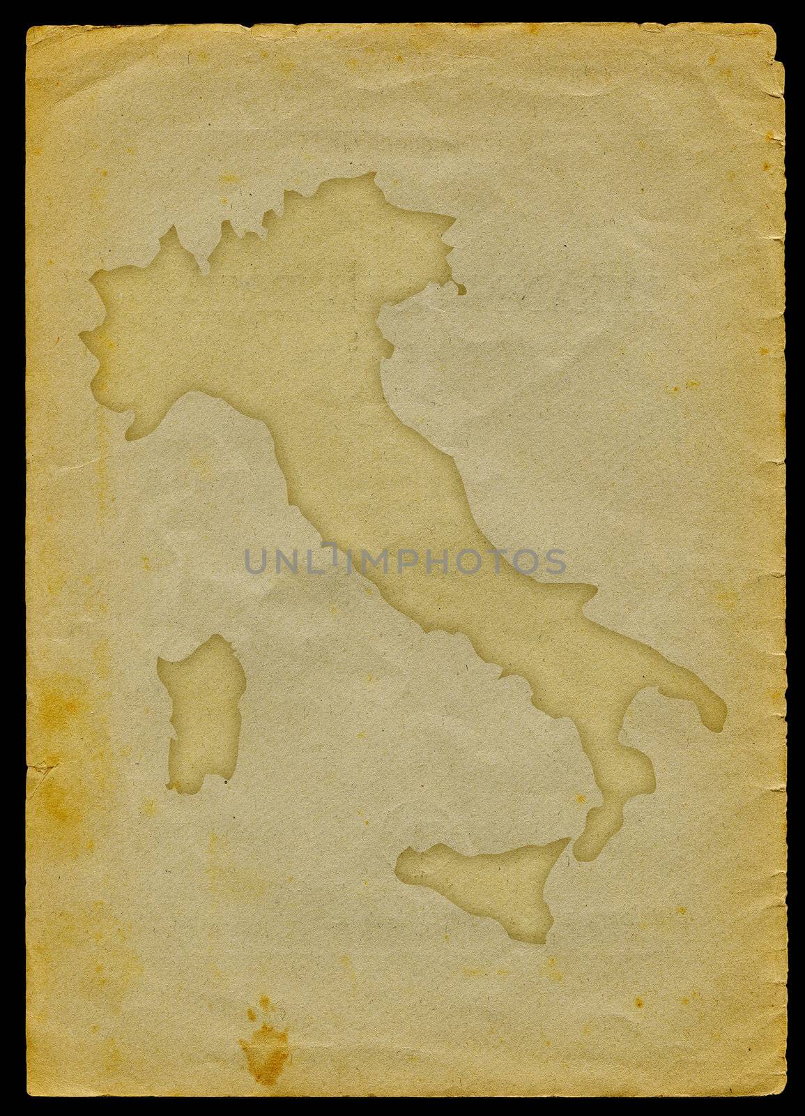 Italy map on old paper by bonathos