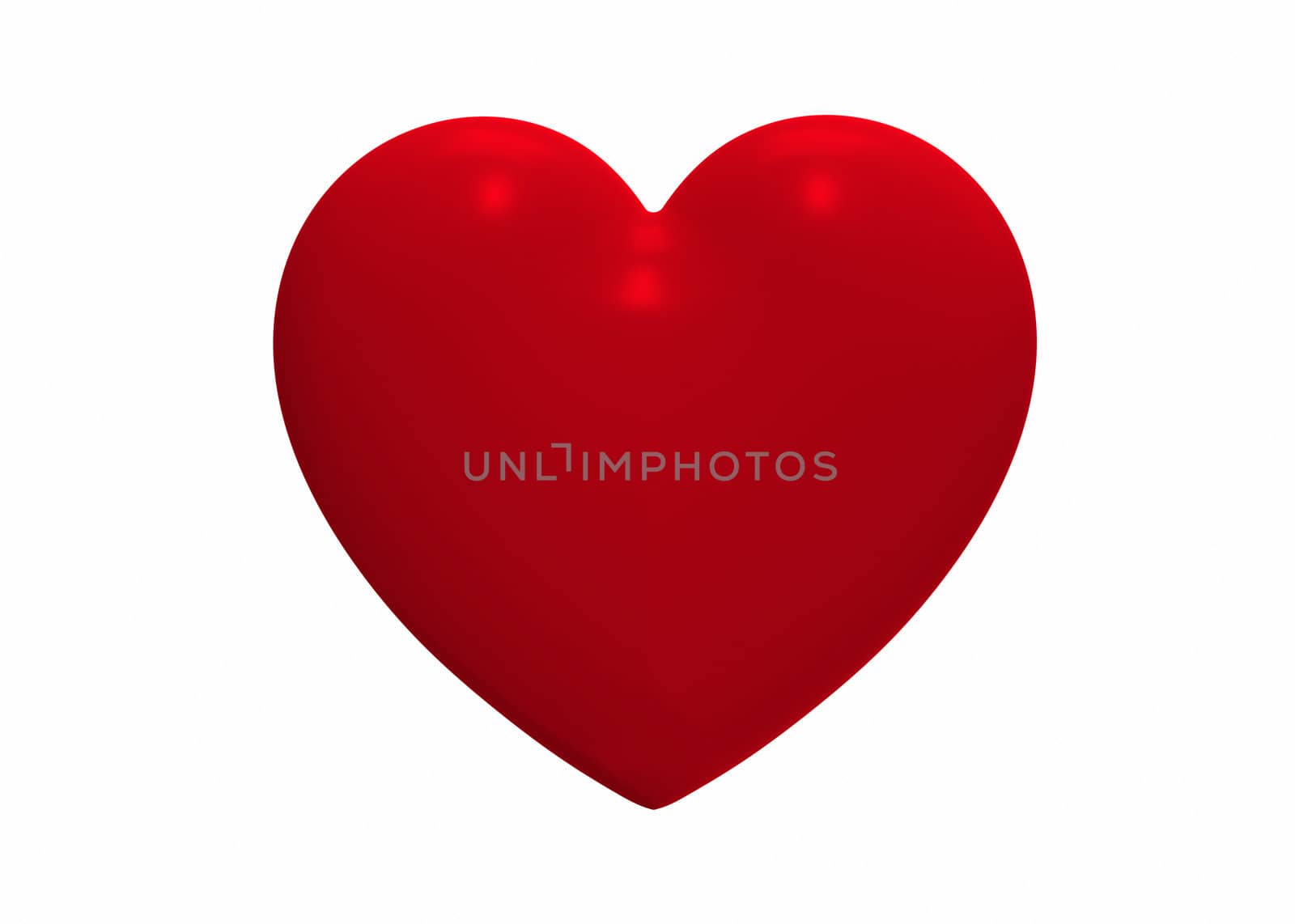 Red heart isolated on white background, render