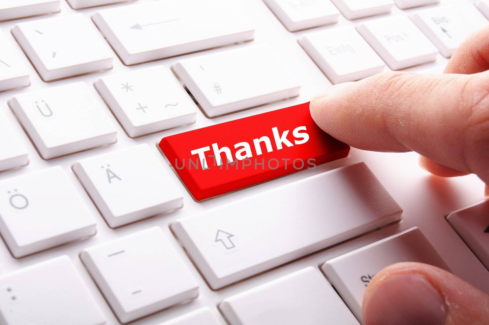 thank you or thanks concept with key on keyboard