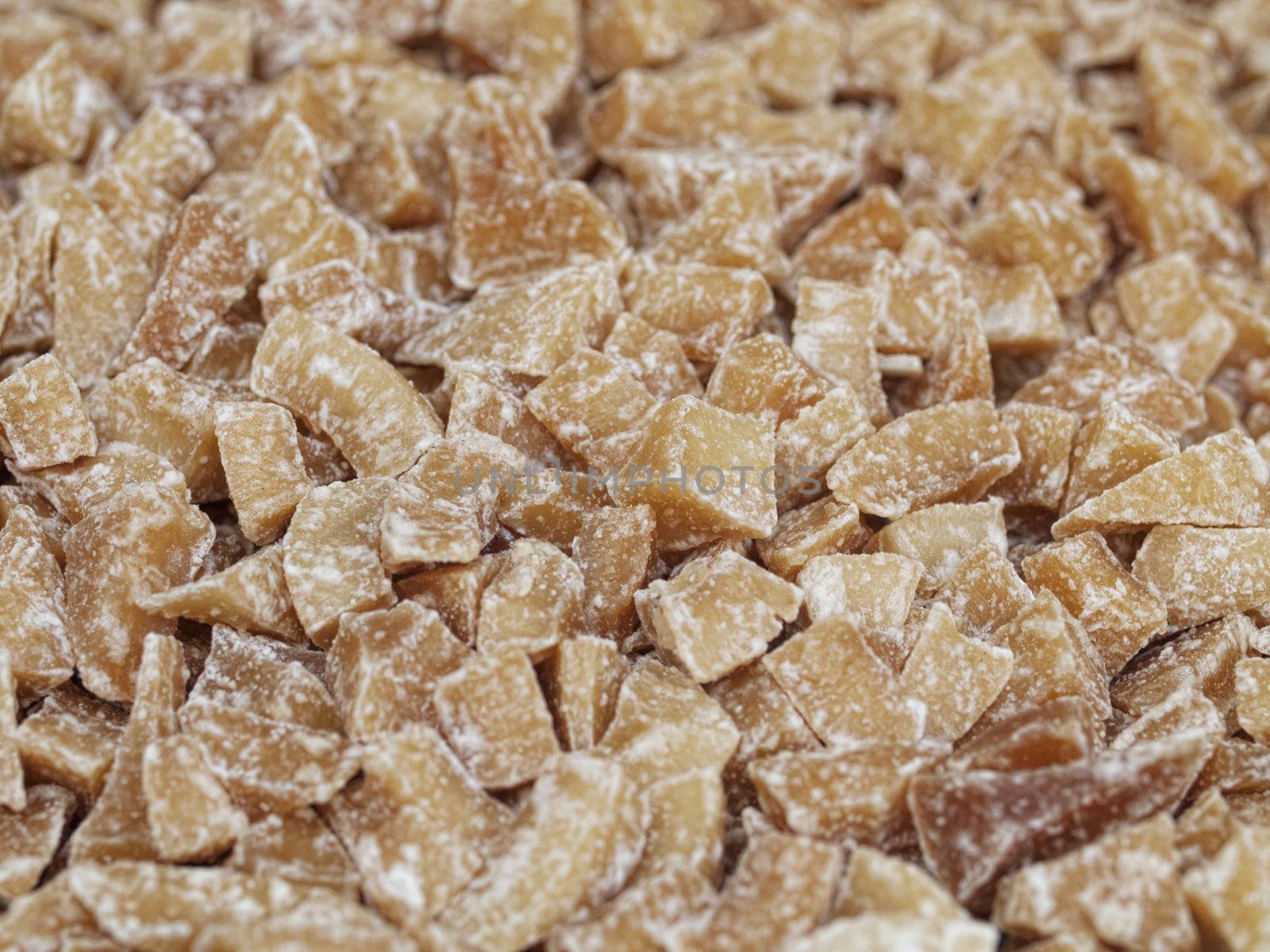 Closeup of a pile of dry brown coconut