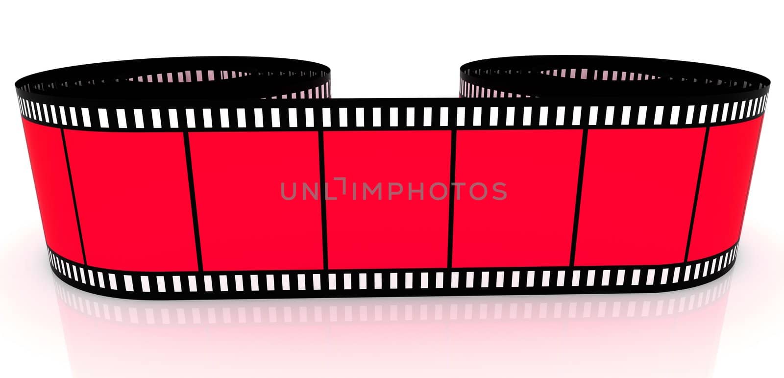 Segment color film rolled up on a white background