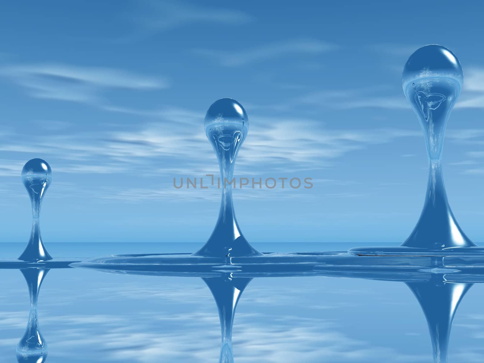 drops  and round on a blue background