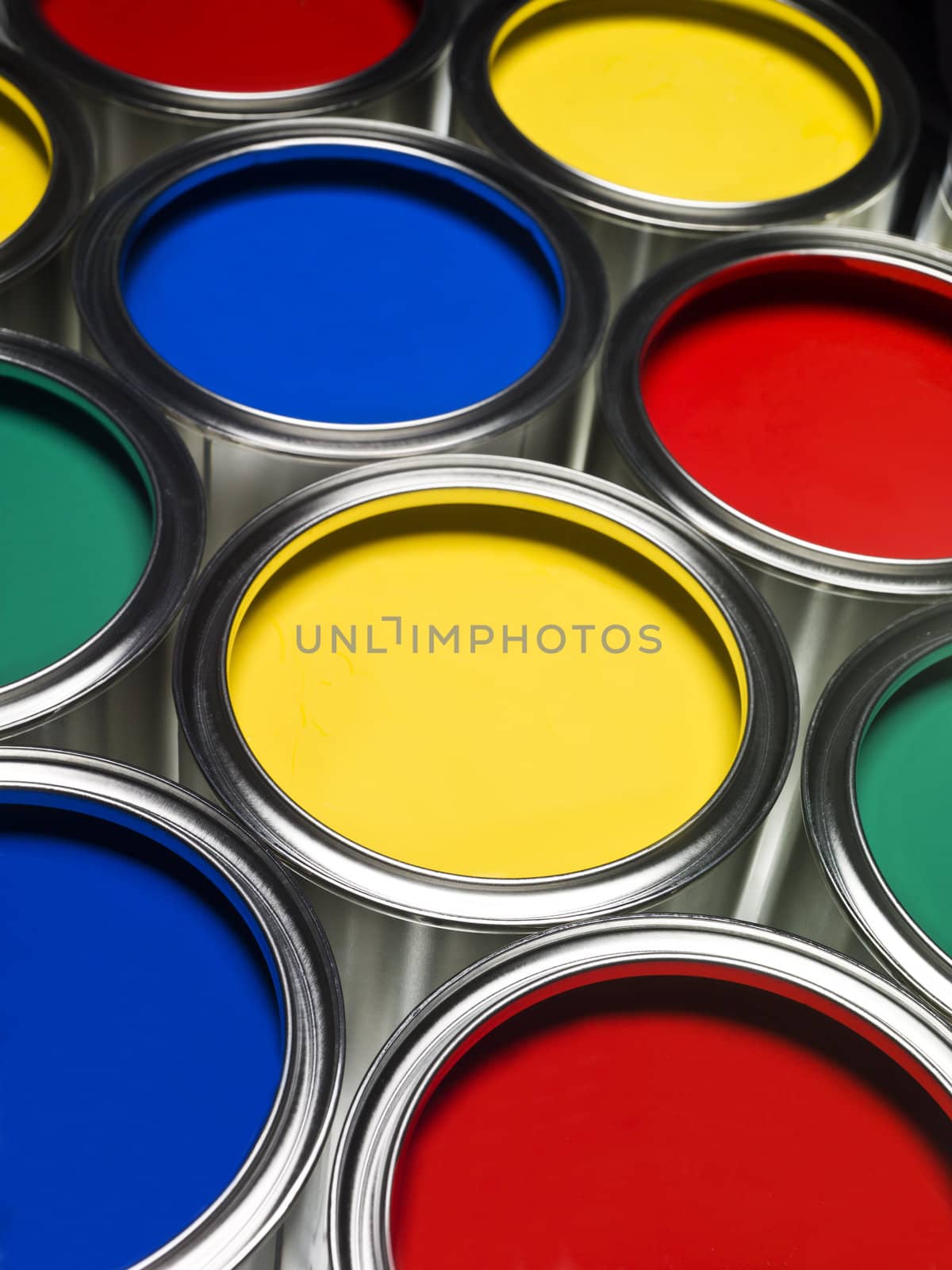 Multi colored Paint cans full frame