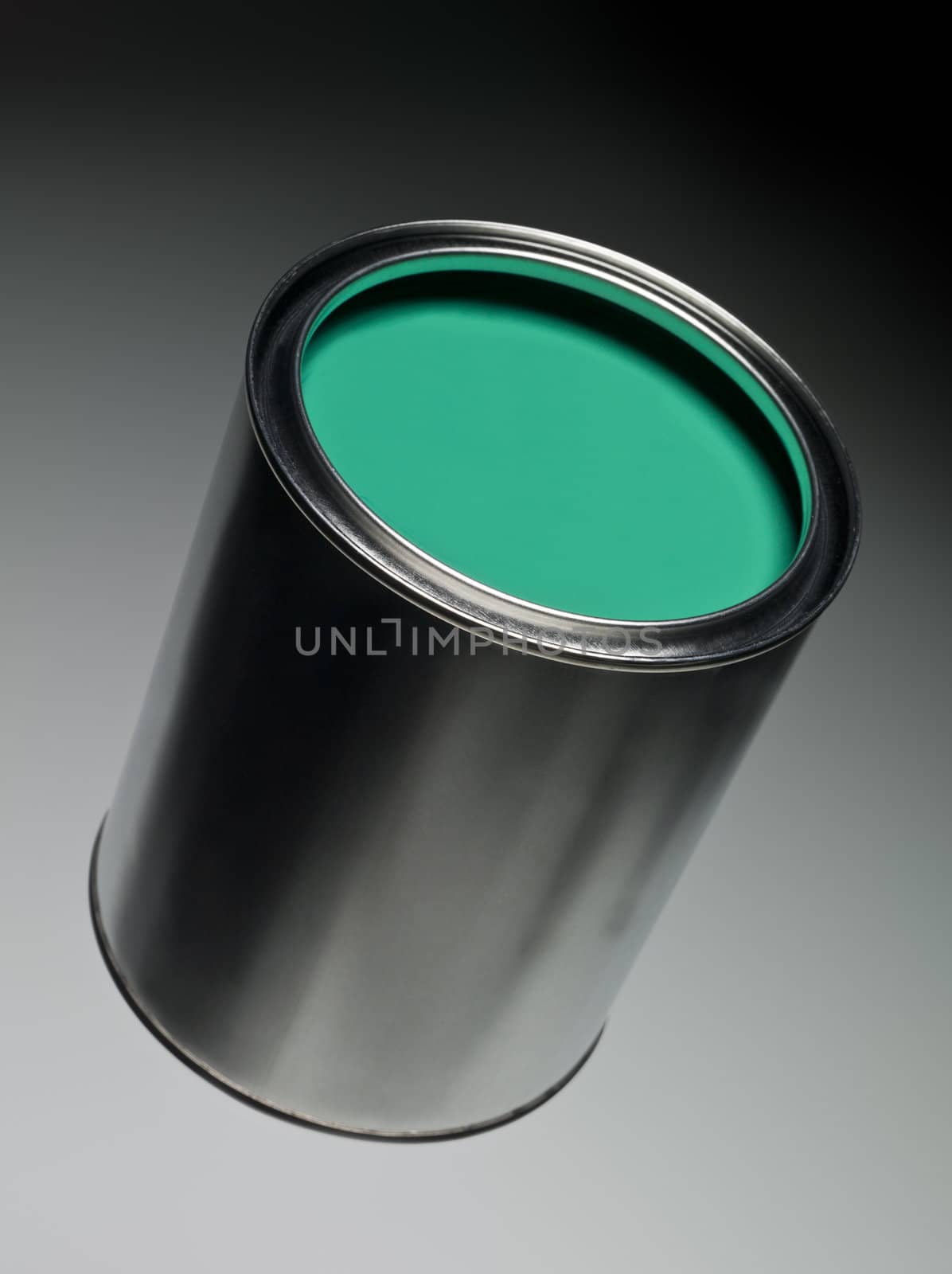 Green Paint can on toned background