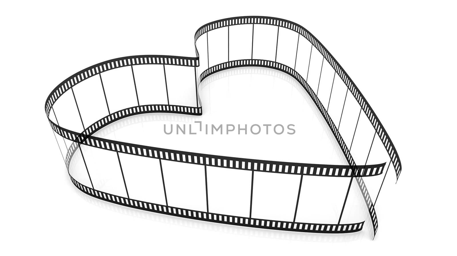 3d blank films heart over white background