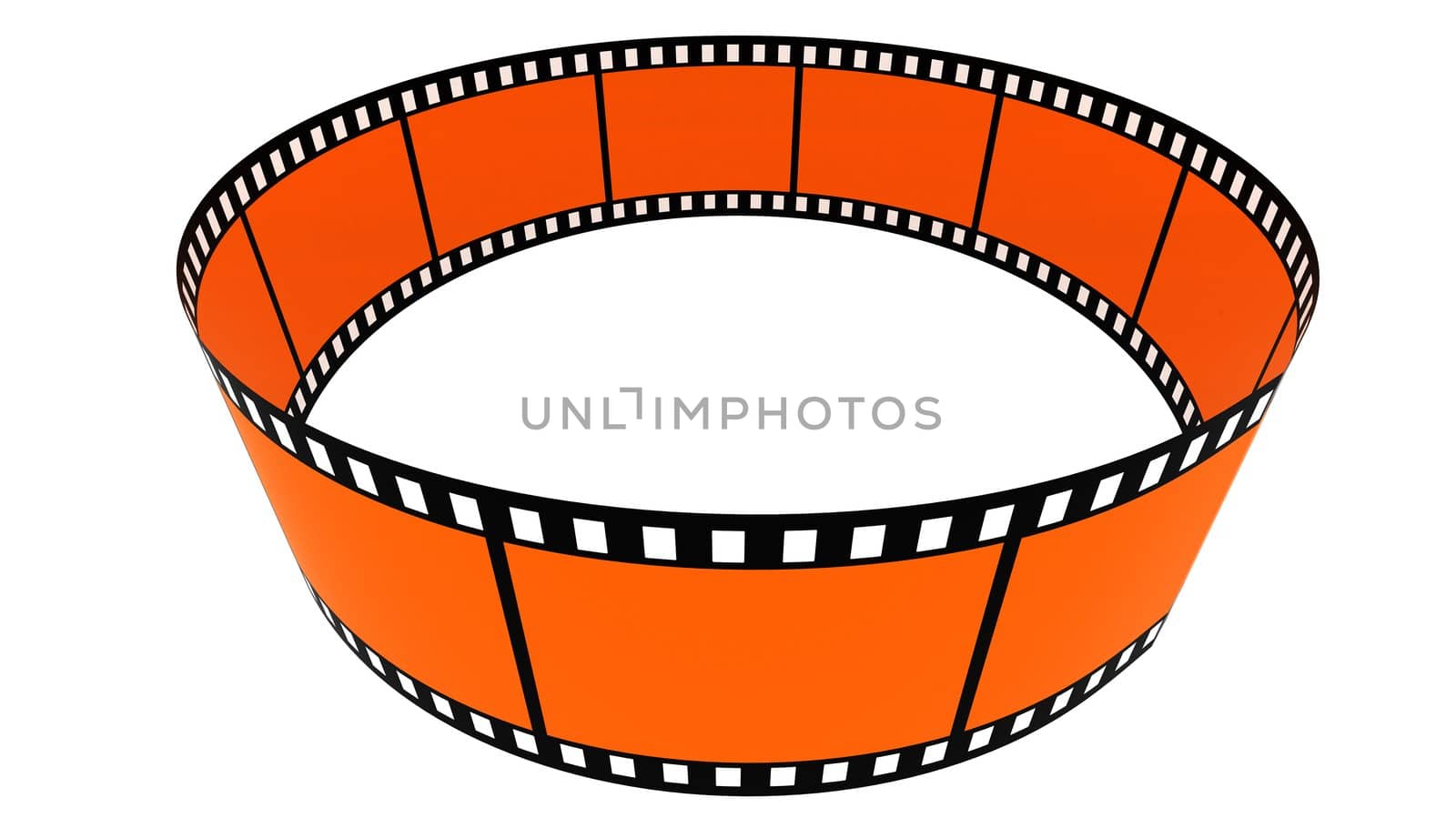 Orange 3d blank films ring over white background