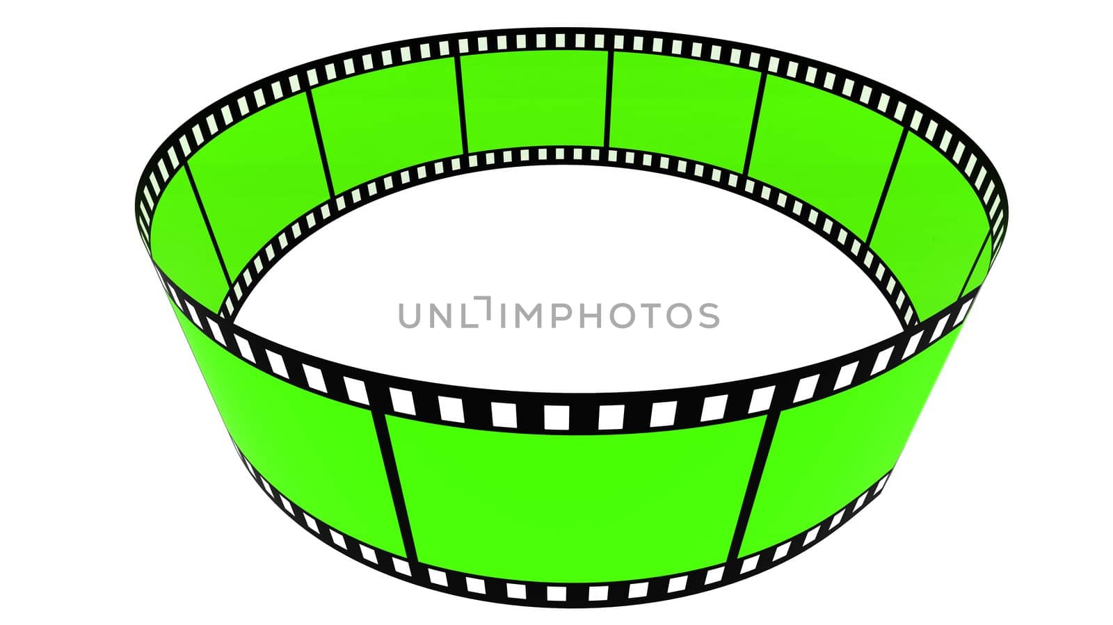 Green 3d blank films ring over white background